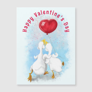 Valentine's Day Card Magnet with Couple Duck Love