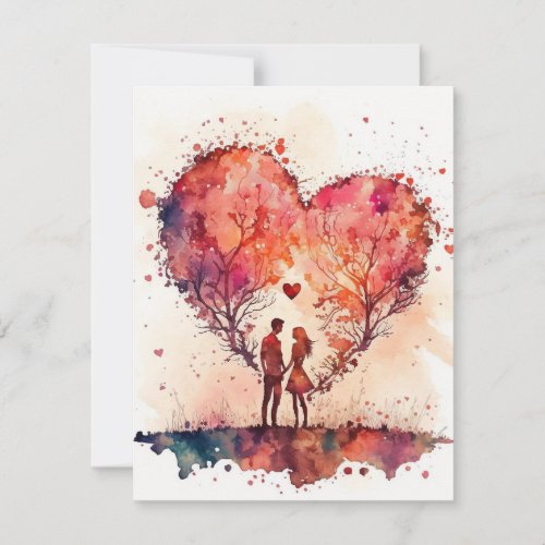 Valentines Day Card Man and Woman with Hearts