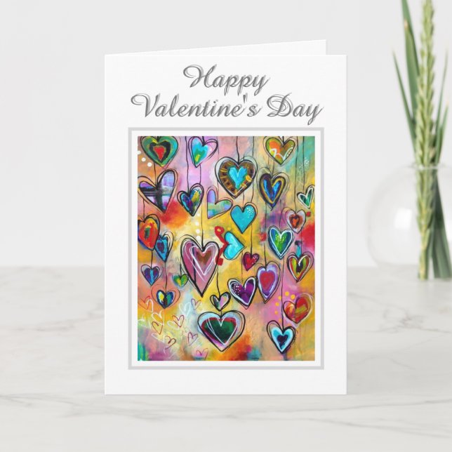 Valentine's Day Card -Multi Coloured Hearts (Front)
