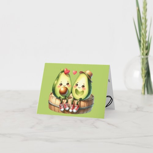 Valentines Day card Punny avocado Thank You Card
