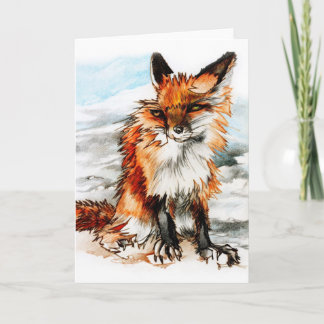 Valentine's Day Card: Red Fox Drawing Holiday Card