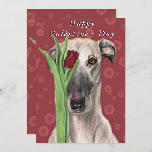 Valentines Day Card Romantic Dog with Flower