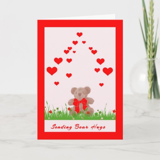 Valentine's Day Card with Bear and Hearts | Zazzle