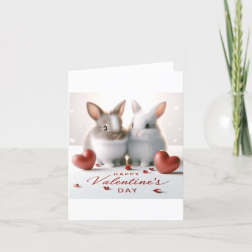 Valentines Day card with bunnies