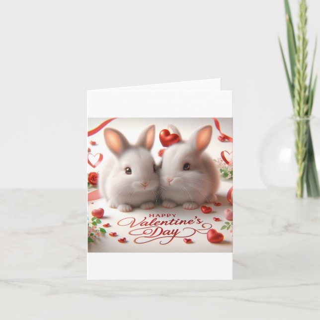 Valentine's Day card with bunnies (Front)