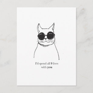 Valentines day card with cat pun