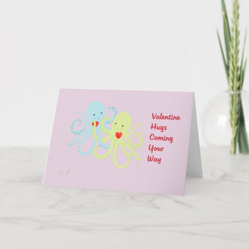 Valentines Day Card with Colorful Octopuses