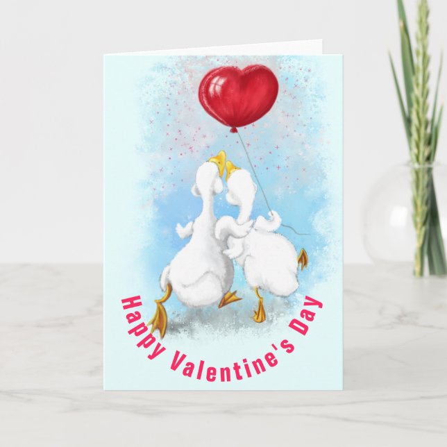 Valentine's Day Card with Couple Duck Love (Front)
