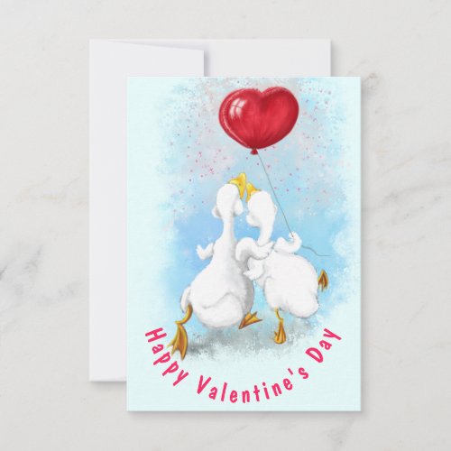 Valentines Day Card with Couple Duck Love