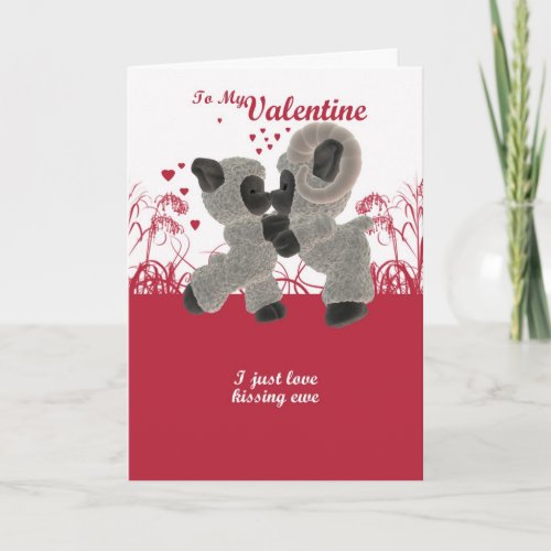 Valentines Day Card With Cute Kissing Sheep