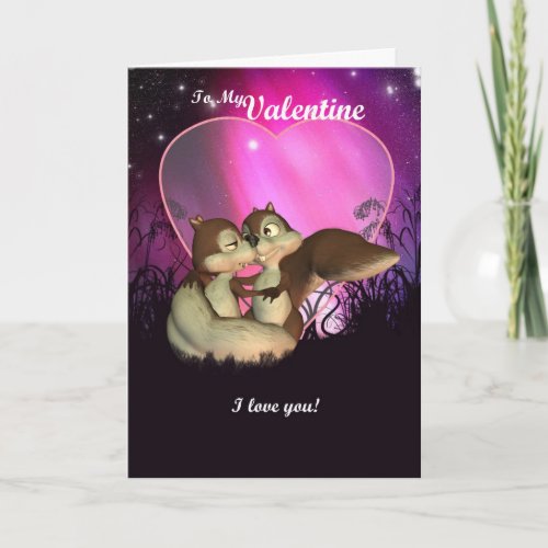 Valentines Day Card With Cute Love Squirrels