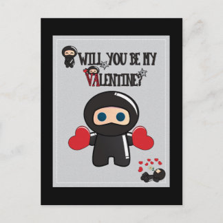 Valentine's Day Card with Cute Ninja Characters