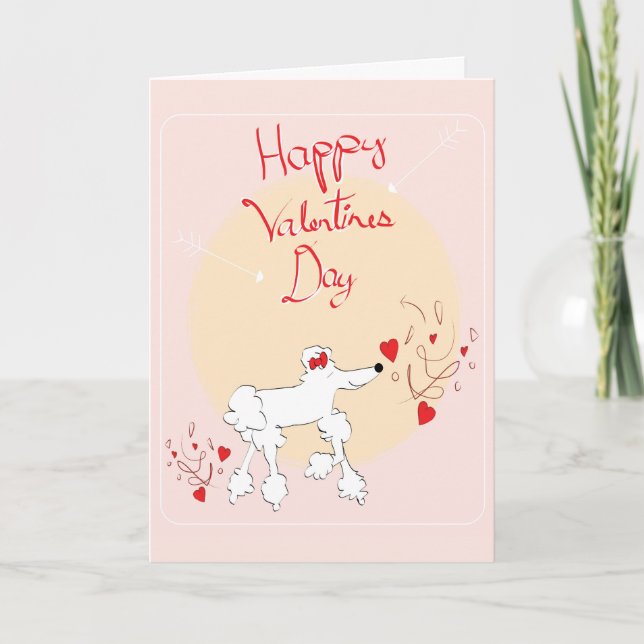 Valentine's Day Card with cute poodle (Front)