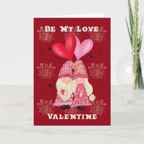 Valentines Day Card with Gnomes in Love
