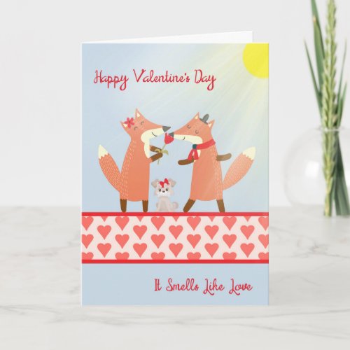 Valentines Day Card with Two Cute Foxes