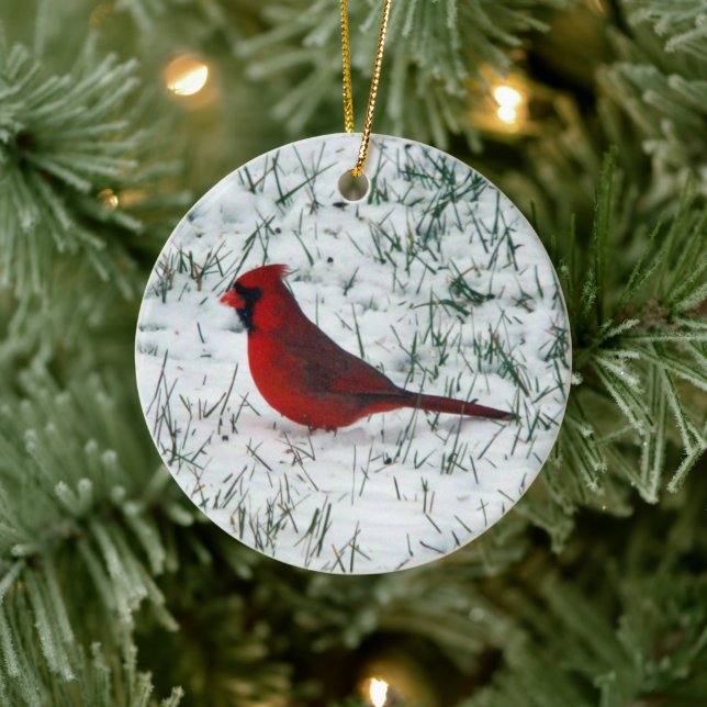 Valentine's Day Cardinal Ceramic Ornament (Tree)