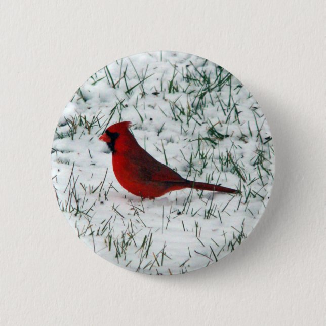 Valentine's Day Cardinal Classic Round Sticker Button (Front)