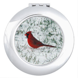 Valentine's Day Cardinal Classic Round Sticker Compact Mirror