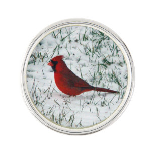 Valentine's Day Cardinal Classic Round Sticker Lapel Pin
