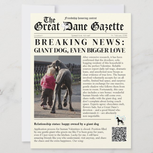 valentines day cards Great Dane irony  (Front)