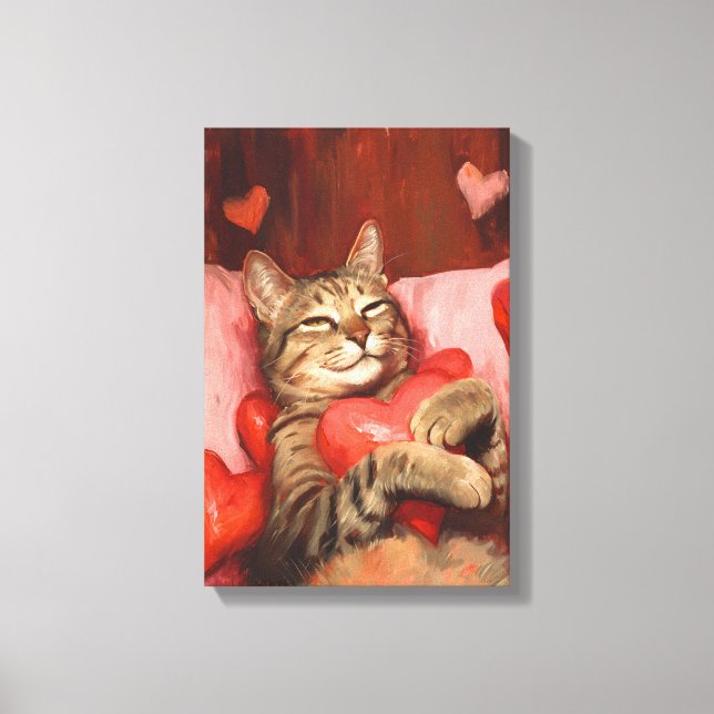 Valentines Day Cat Canvas Print (Front)