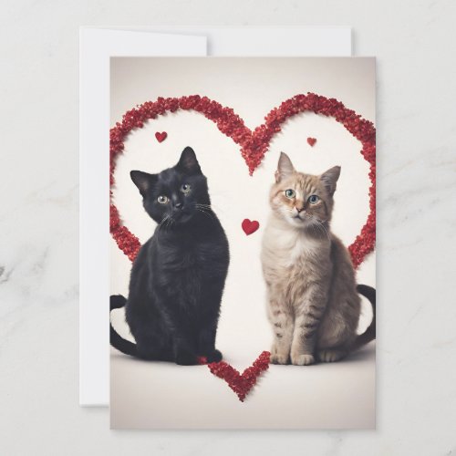 Valentines Day cat couple photo Holiday Card