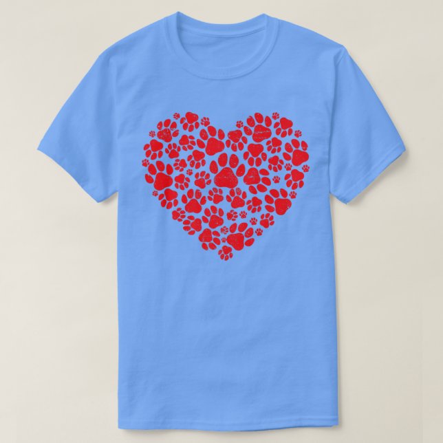 Valentines Day Cat Dog Dad Mom Puppy Love Dogs Paw T-Shirt (Design Front)