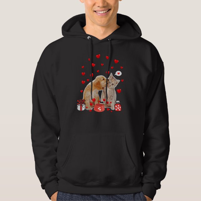 Valentines Day Cat Dog Lover  Cat Dog Dad Mom T Sh Hoodie (Front)