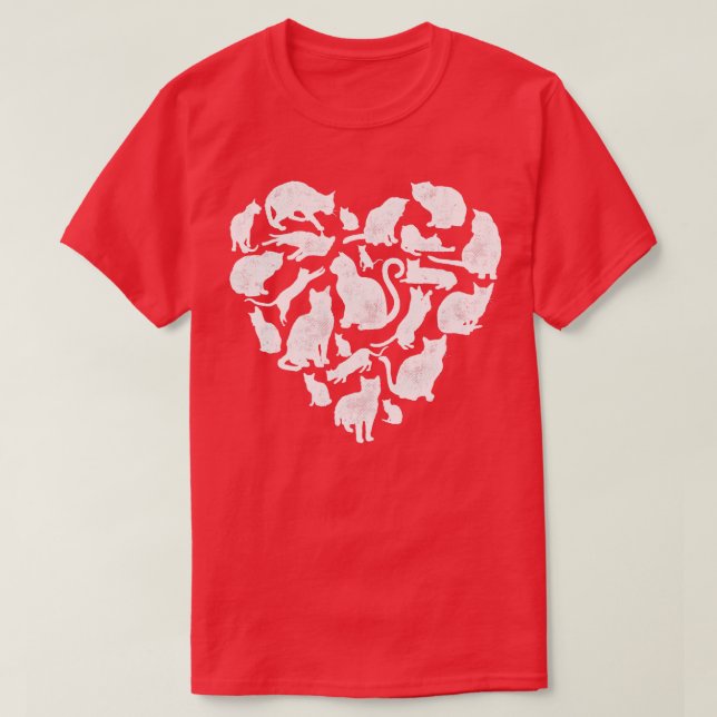 Valentines Day Cat Heart Funny Kitty Kitten (1) T-Shirt (Design Front)