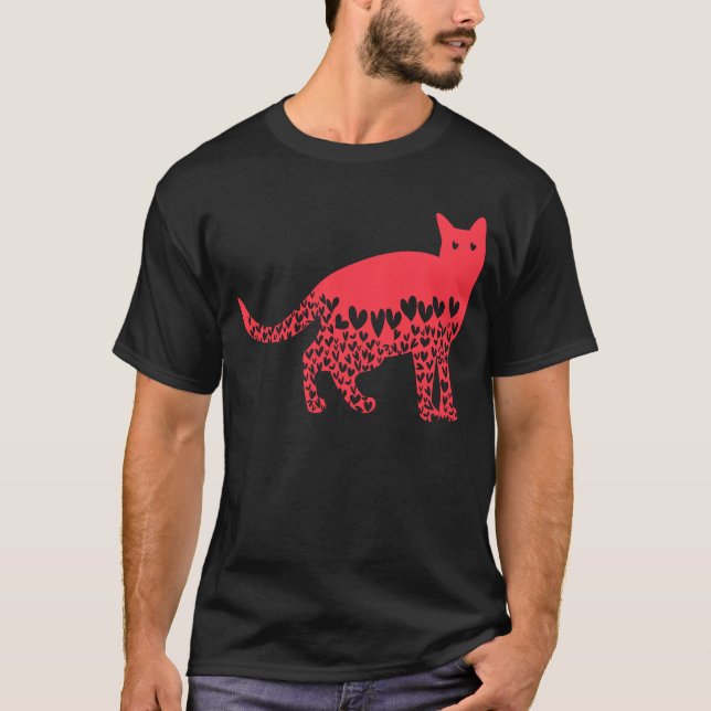 valentine's day cat hearts  for women's girls men  T-Shirt (Front)