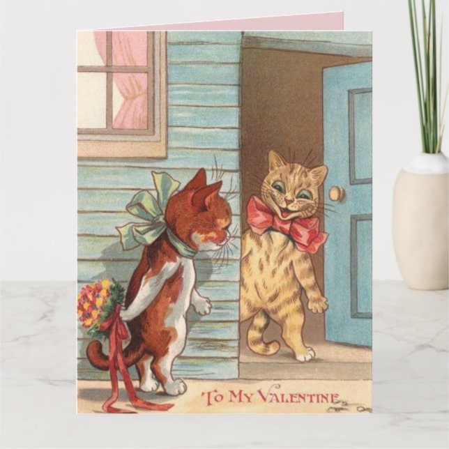 VALENTINE'S DAY CAT LOUIS WAIN GREETING BIG CARD (Front)