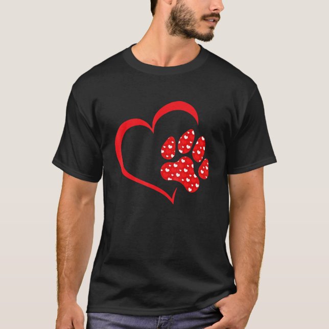 Valentines Day Cat Lover Heart Paw Shirt Cat Dad M (Front)