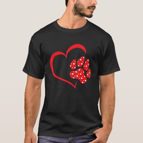 Valentines Day Cat Lover Heart Paw Shirt Cat Dad M