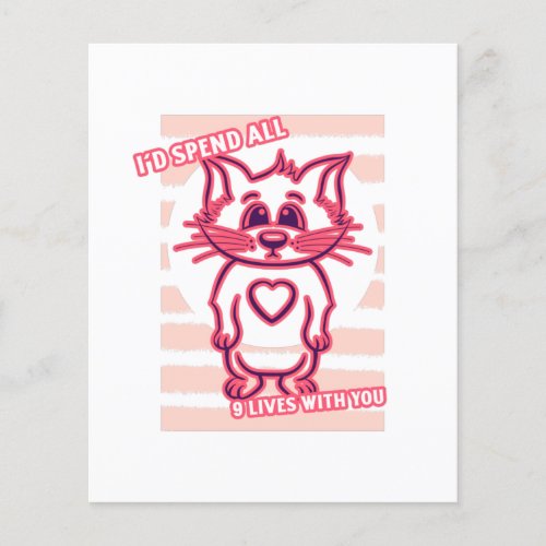 Valentines day cat nine lives couple love pun flyer