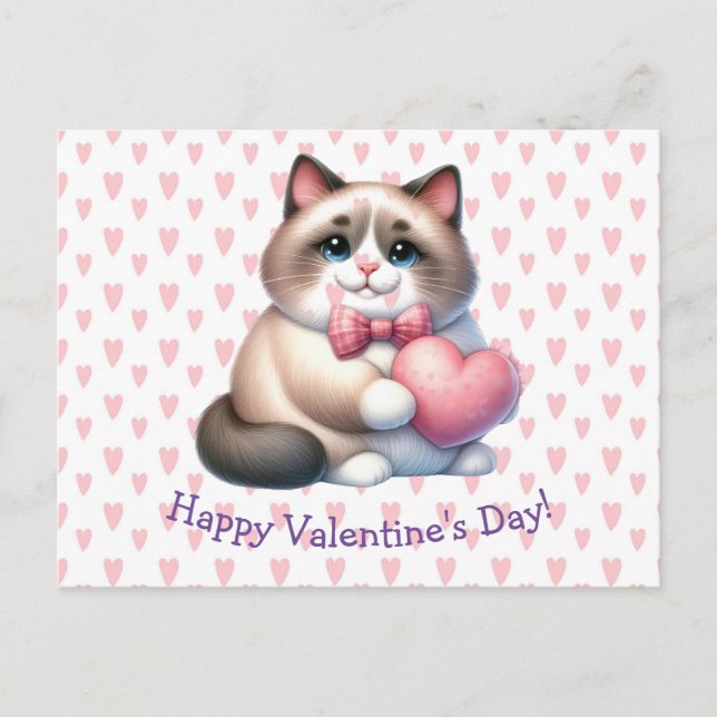 Valentine's Day Cat Postcard (Front)