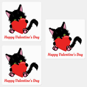 Valentine's Day Cat with Heart Labels