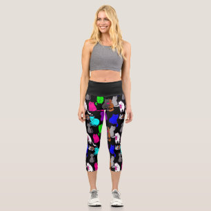 valentines day cats heart colorful capri leggings