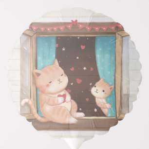 Valentine's Day: Cats & Hearts Illustration Balloon