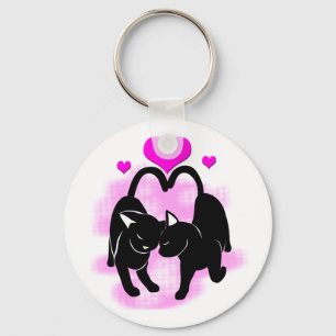 Valentines Day Cats Keychain