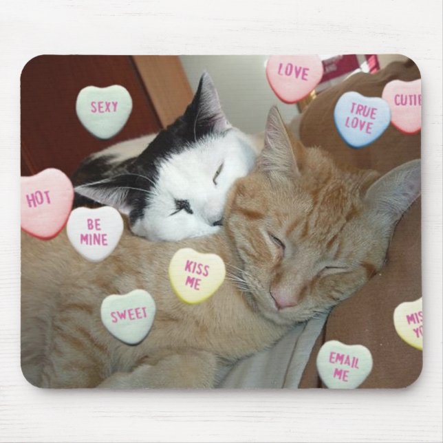Valentine's Day Cats Mouse Pad (Front)