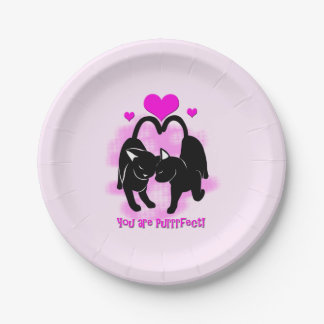 Valentines Day Cats Paper Plates