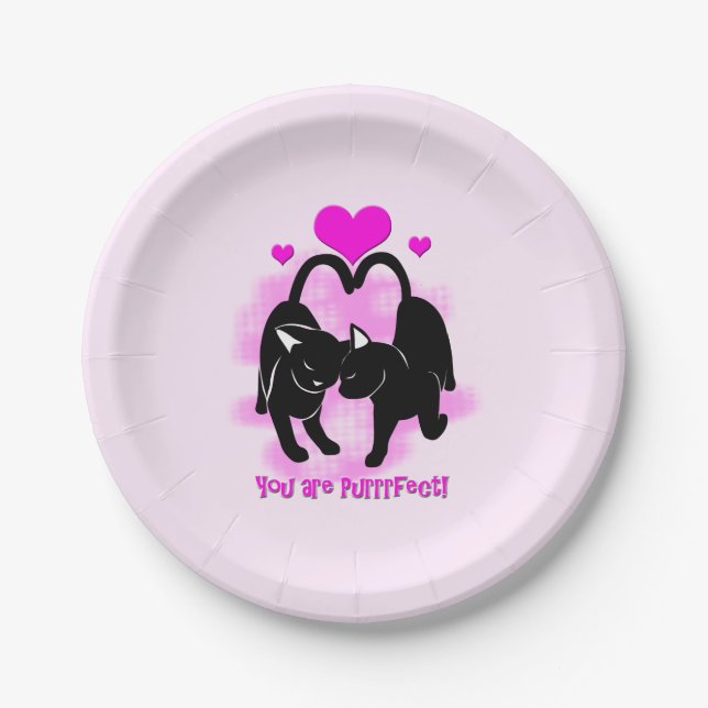 Valentines Day Cats Paper Plates (Front)