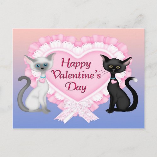 Valentines Day Cats Postcard