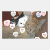 Pink And White Silhouette Of Two Cats In Love Square Sticker