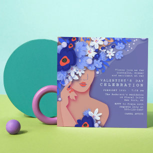 Valentine's Day Celebration Modern Girly Floral Invitation