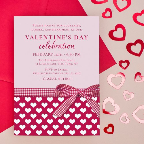 Valentines Day Celebration Party Love Heart Red Invitation