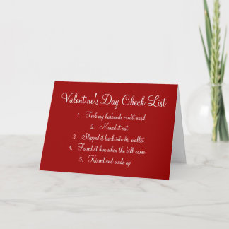 Valentine's Day Checklist Greeting Card