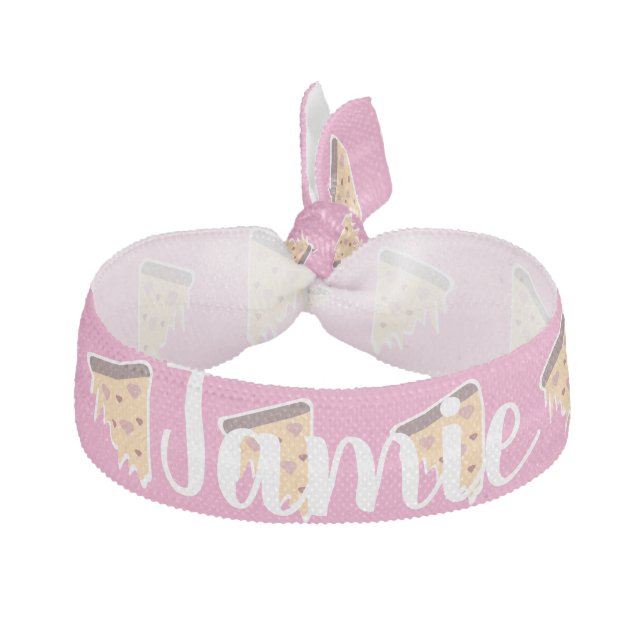Valentines Day Cheese Pizza Heart Pepperoni Elastic Hair Tie (Front)