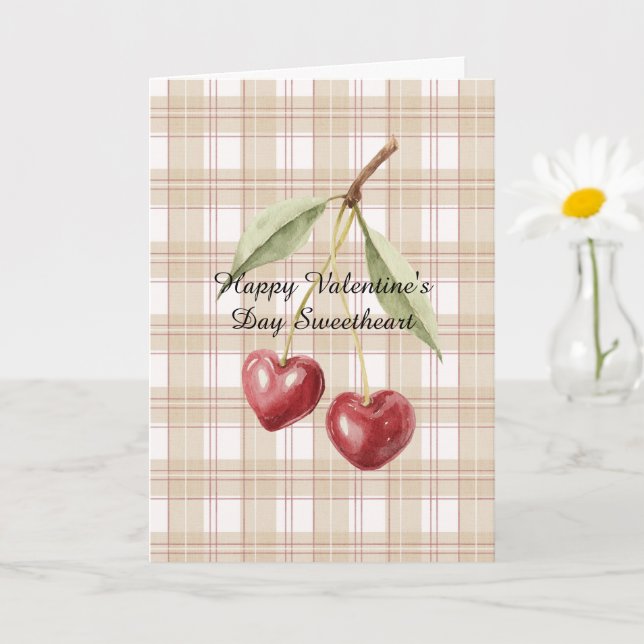 Valentine's Day Cherry Hearts Love Card (Small Plant)