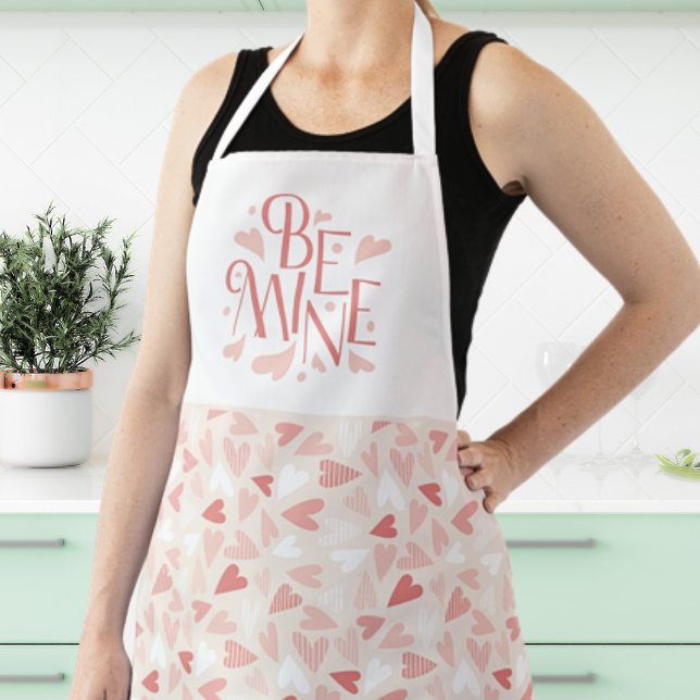 Valentine's Day Chic Pink Hearts Be Mine Apron (Valentine's Day Chic Pink Hearts Be Mine Apron)